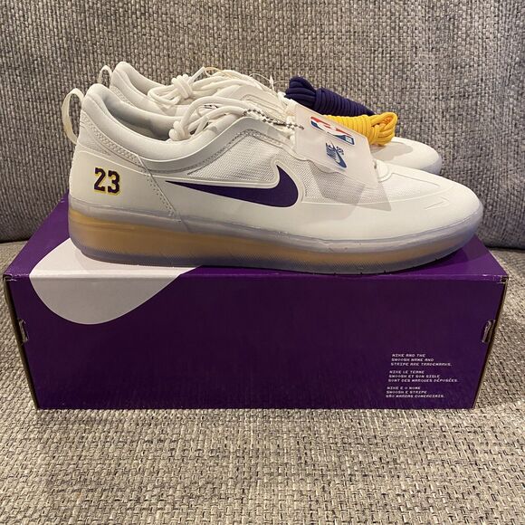 Nike SB Nyjah Free 2 Shoes NBA Los Angeles Lakers DA3439-100 Size 9 main image 3
